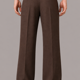 Wide Leg Pleated Trousers with Button Detail Pockets