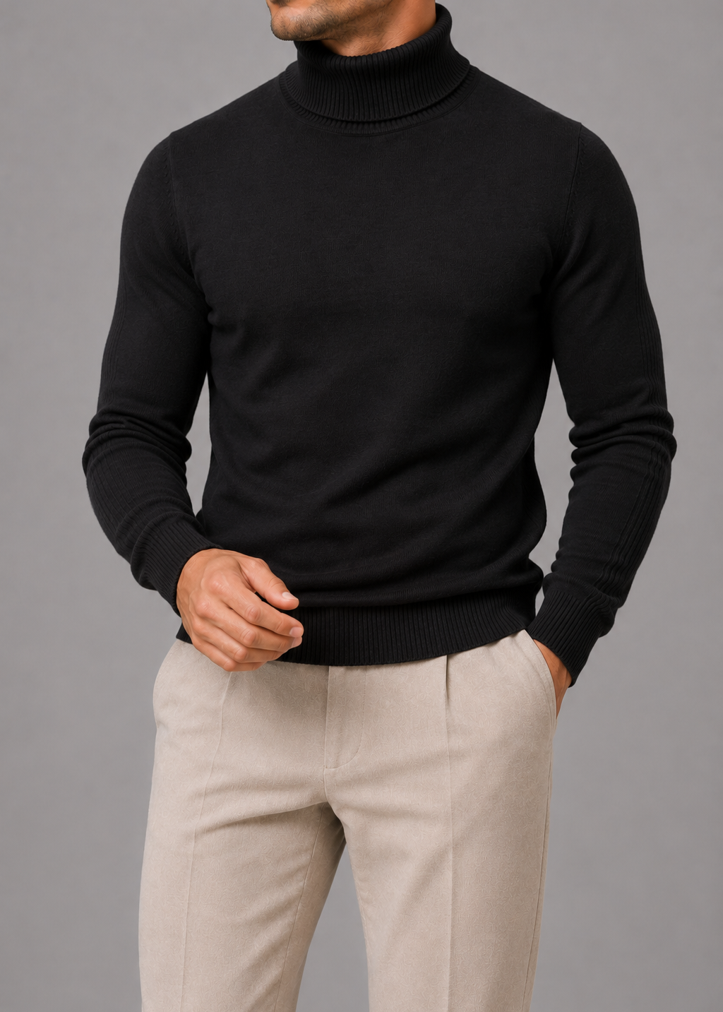 Ribbed Turtleneck Jumper for a Smart Casual Fit
