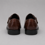 Leather Monk Strap Shoes with Brogue Detailing