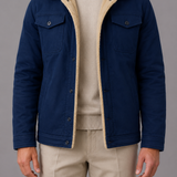 Sherpa Lined Trucker Jacket with Button Front and Fleece Collar