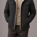 Sherpa Lined Trucker Jacket with Button Front and Fleece Collar