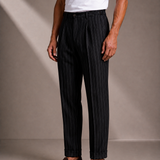 Men's Pinstripe Flannel Trousers with a Relaxed Fit