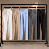Men's Pinstripe Flannel Trousers with a Relaxed Fit