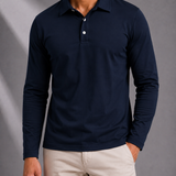 Men's Long Sleeve Polo Shirt with Three Buttons