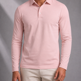 Men's Long Sleeve Polo Shirt with Three Buttons