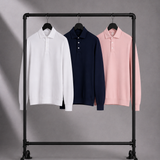 Men's Long Sleeve Polo Shirt with Three Buttons