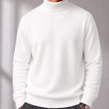 Men's Turtleneck Sweater with Ribbed Collar and Cuffs
