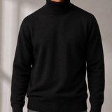 Men's Turtleneck Sweater with Ribbed Collar and Cuffs