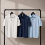 Men's Short Sleeve Polo with Wooden Buttons