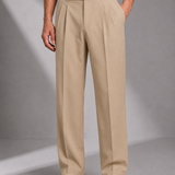 Men's Wide-Leg Pleated Trousers with High Waist