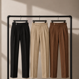 Men's Wide-Leg Pleated Trousers with High Waist
