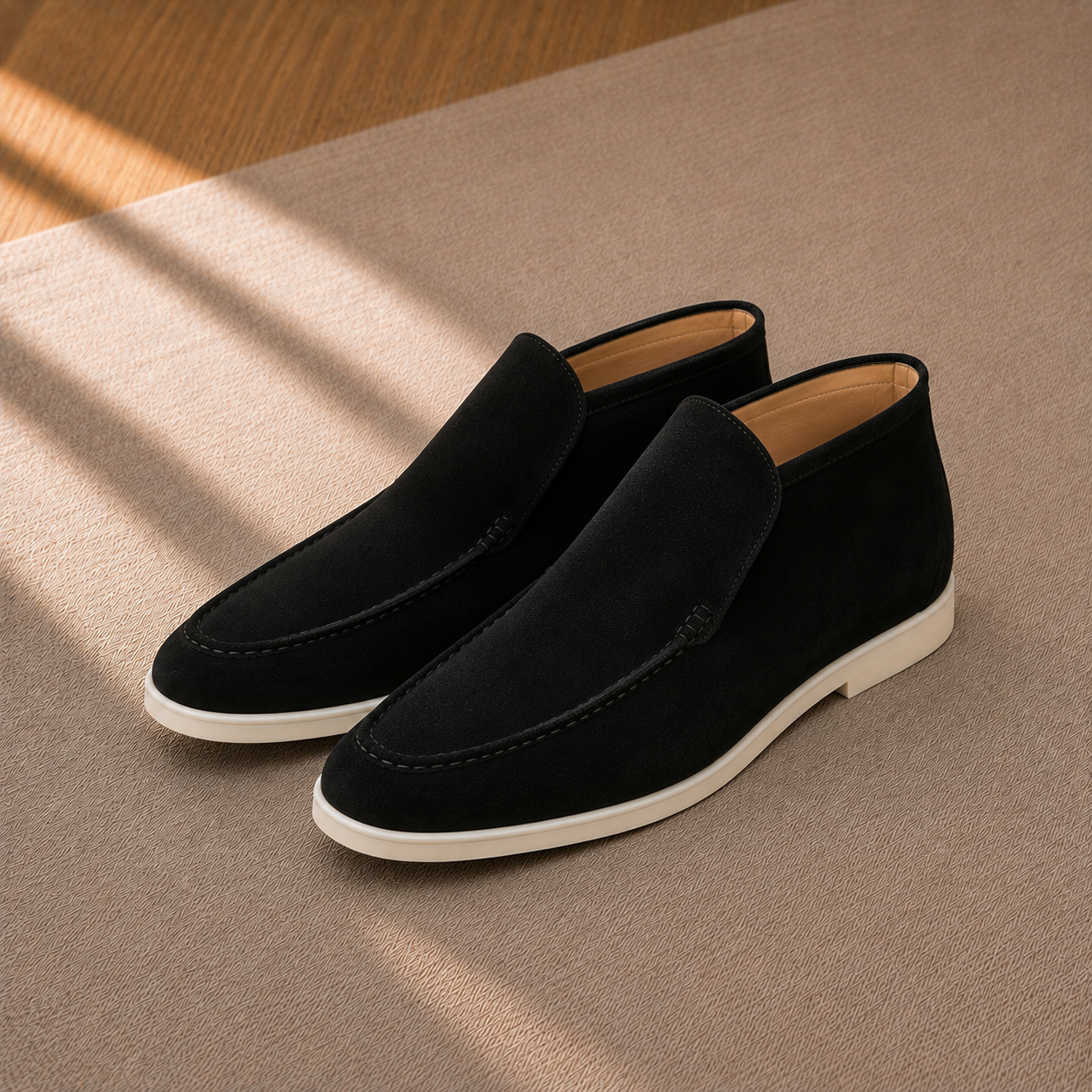 Men's High-Cut Suede Loafers with Rubber Sole