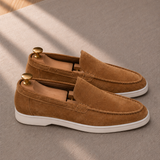 Men's Suede Penny Loafers Handcrafted Stitch Detail