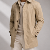Men's Single Breasted Overcoat with Button Cuffs