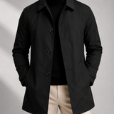 Men's Single Breasted Overcoat with Button Cuffs