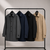 Men's Single Breasted Overcoat with Button Cuffs