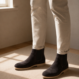 Men's Suede Chelsea Boots with Contrast Sole