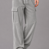 Corduroy Cargo Trousers with Drawstring Waist