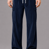 Corduroy Cargo Trousers with Drawstring Waist