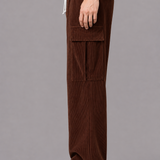 Corduroy Cargo Trousers with Drawstring Waist