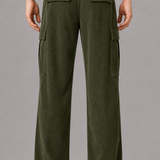 Corduroy Cargo Trousers with Drawstring Waist