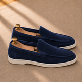 Men's Suede Penny Loafers Handcrafted Stitch Detail