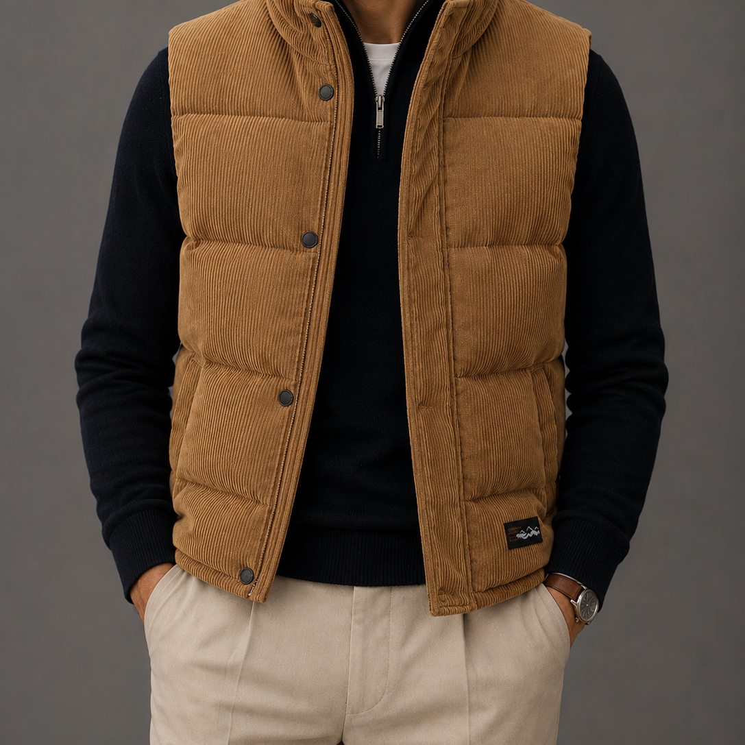 Men's Corduroy Quilted Padded Gilet Vest