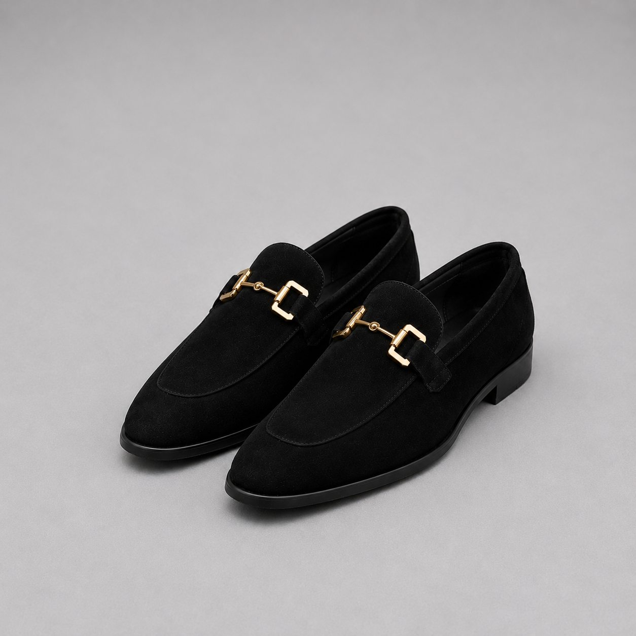 Men's Suede Loafers with Metal Detail