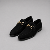Men's Suede Loafers with Metal Detail
