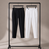 Men's Cotton Trousers with Side Adjuster and Double Button