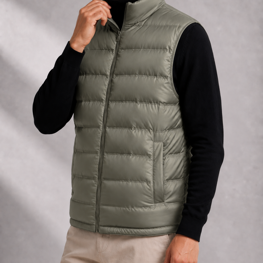 Men's Quilted Puffer Gilet with Stand Collar