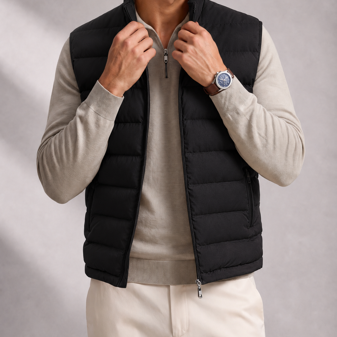 Men's Quilted Puffer Gilet with Stand Collar