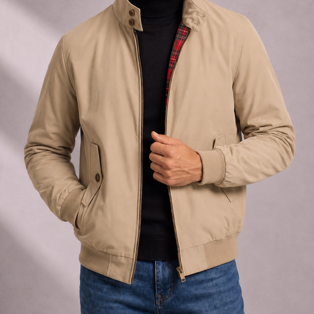 Men's Harrington Jacket with Tartan Plaid Lining