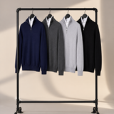 Men's Fine Knit Quarter Zip Sweater with Stand Collar