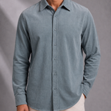 Men's Corduroy Long Sleeve Shirt with Full Button Placket