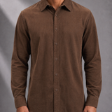 Men's Corduroy Long Sleeve Shirt with Full Button Placket