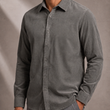 Men's Corduroy Long Sleeve Shirt with Full Button Placket