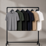 Men's Textured Knit Polo Shirt with Open Collar
