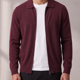 Men's Knitted Full-Zip Cardigan with Collar