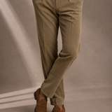 Men's Pleated Corduroy Trousers with Tapered Leg