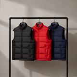Men's Padded Puffer Gilet with High Collar and Secure Zip Pockets