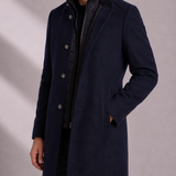 Men's Mid-Length Stand Collar Overcoat with Quilted Lining