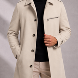 Men's Cotton Trench Coat with Zip Pocket
