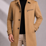 Men's Cotton Trench Coat with Zip Pocket