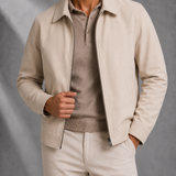 Men's Zip-Front Bomber Jacket with Point Collar