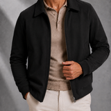 Men's Zip-Front Bomber Jacket with Point Collar