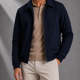 Men's Zip-Front Bomber Jacket with Point Collar
