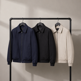 Men's Zip-Front Bomber Jacket with Point Collar