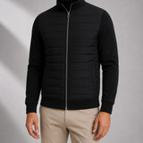 Men's Quilted Panel Full-Zip Jacket with Jersey Sleeves
