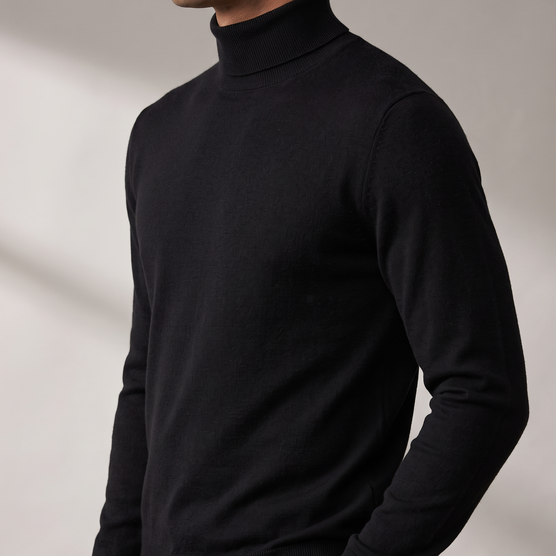 Men's Fine Knit Turtleneck Sweater for Classic fit